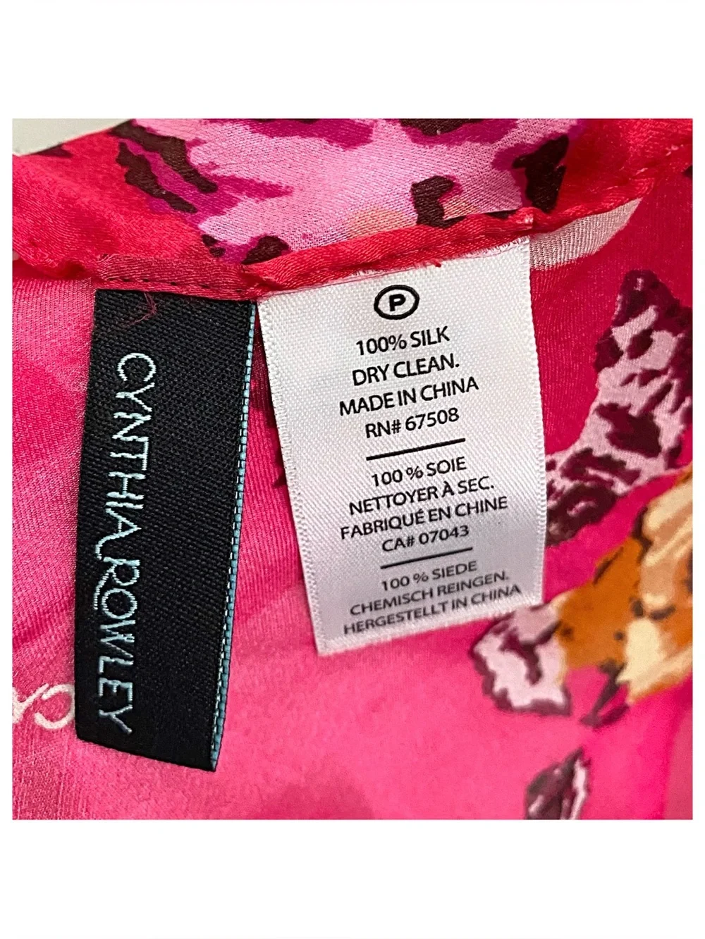 Cynthia Rowley 100% Silk Floral Print Scarf
